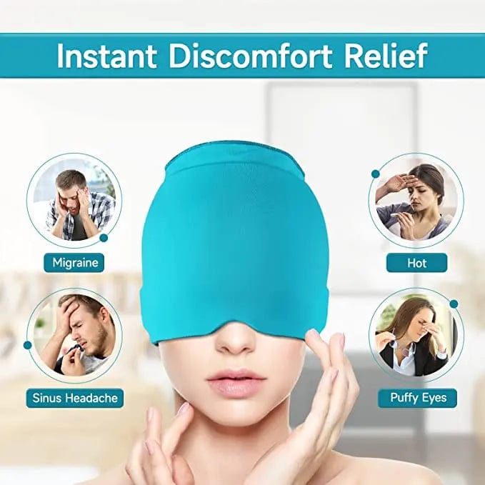 Gel Ice Cold Therapy Headache Migraine Relief Cap For Chemo,Sinus,Neck Wearable Therapy Wrap Stress Pressure Pain Relief Massage Relax & Relieve